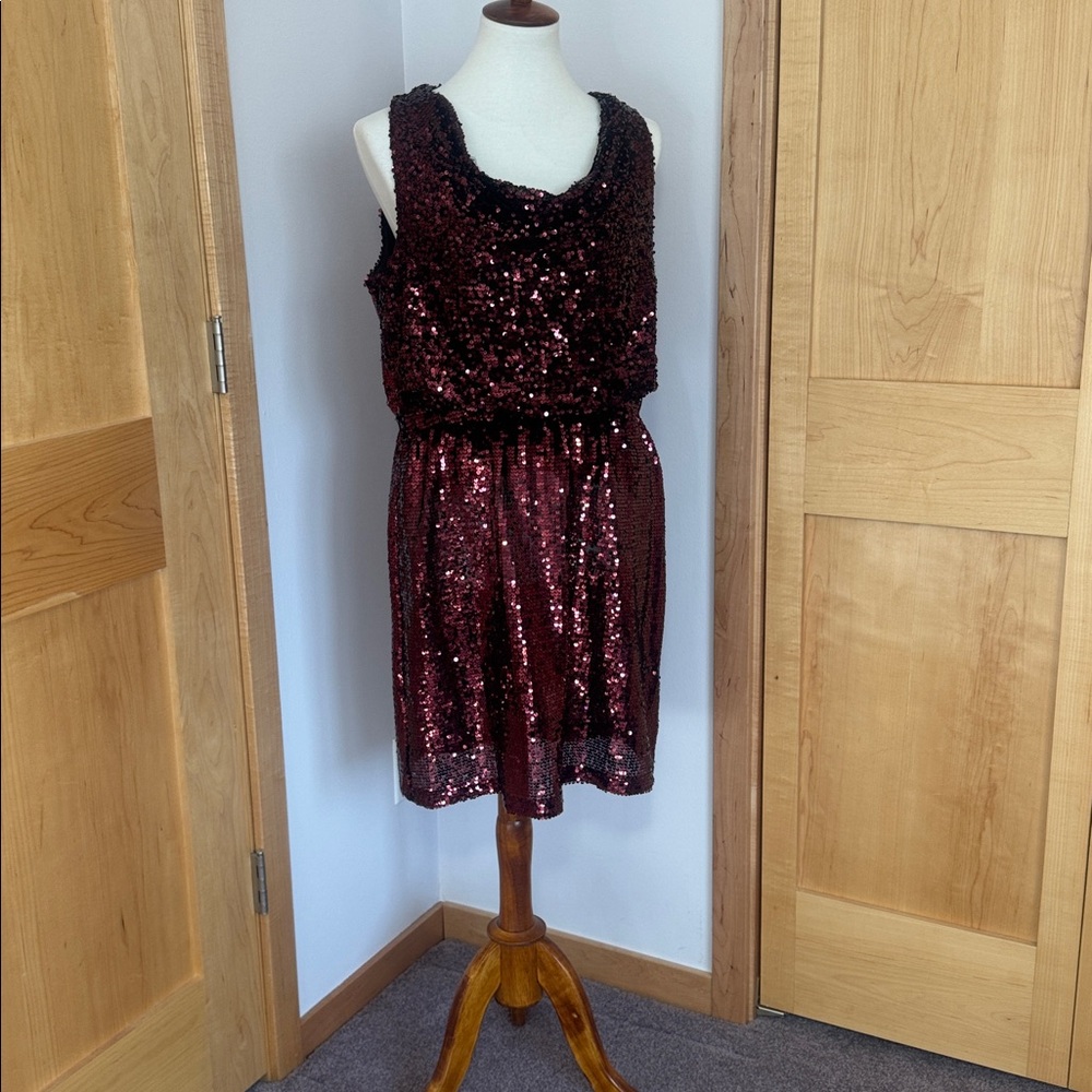 Apt. 9 Burgundy Sequin Cowl Neck Dress
